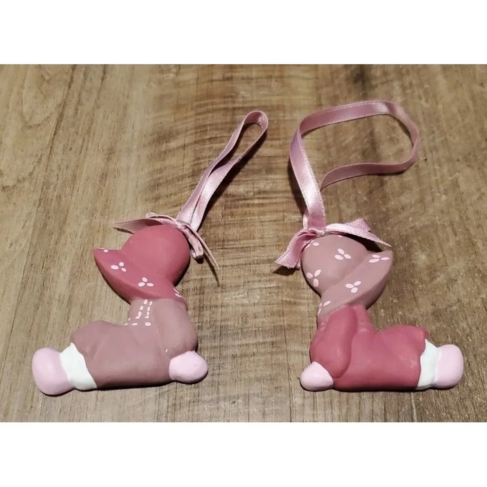 Sunbonnet Sue Style Christmas Ornaments in Pink Lot Of‎ 2